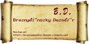 Breznyánszky Dezsér névjegykártya